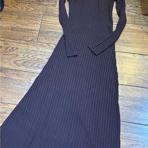 ALC Maroon Ribbed Long Sleeve Mock Neck Sweater Dress
